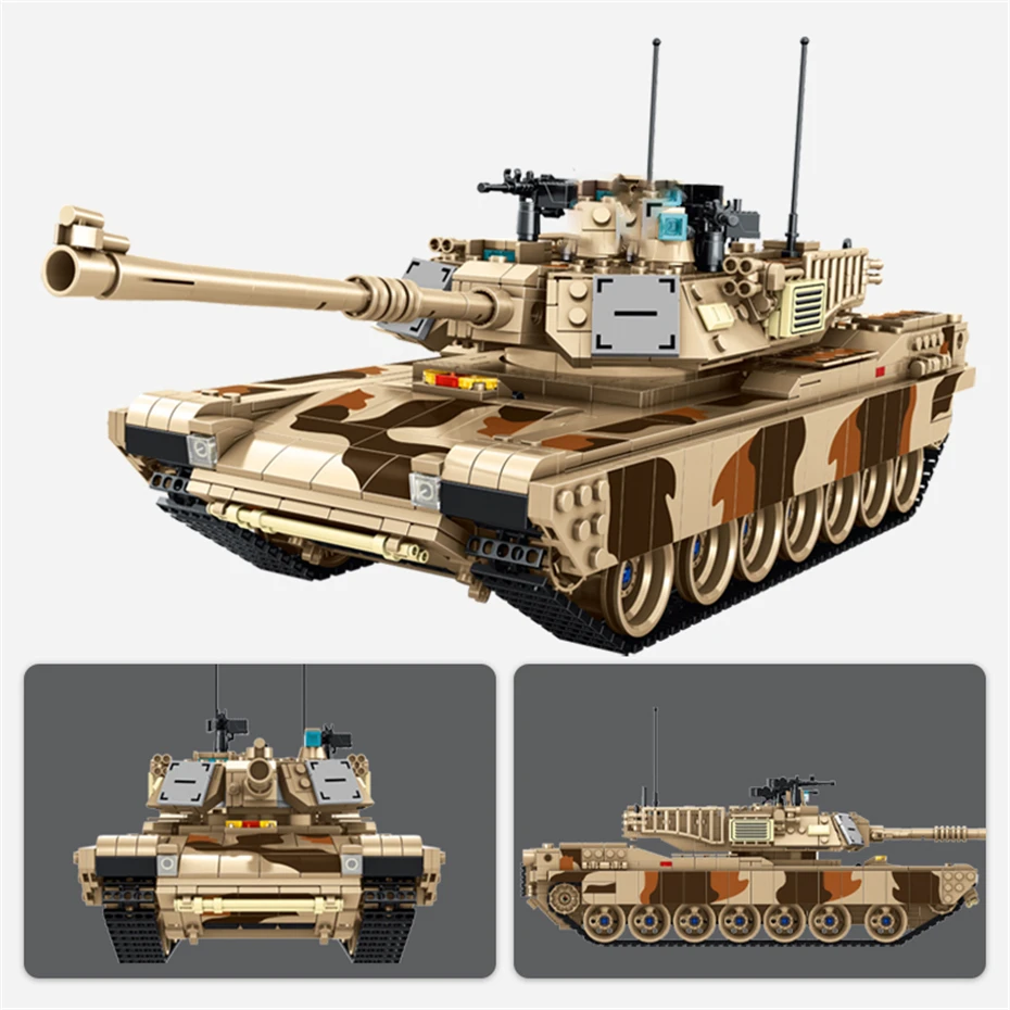 ทหาร 1:28 M1A2 Abrams รถถัง Series Building Blocks อิฐรุ่น MOC กองทัพอาวุธทหารชุดเด็กของเล่นเด็กของขวัญ