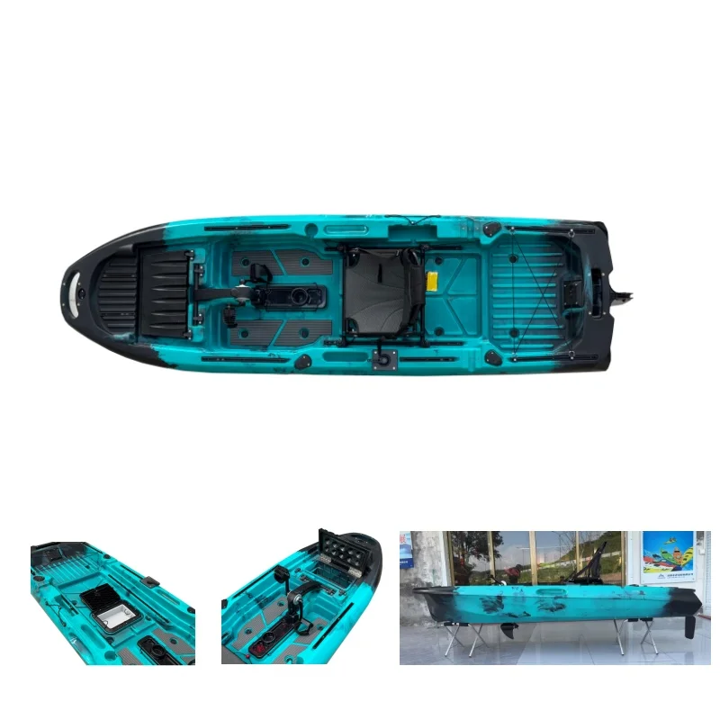 

Fishing kayak with gear pedals and bait box for easy transportation