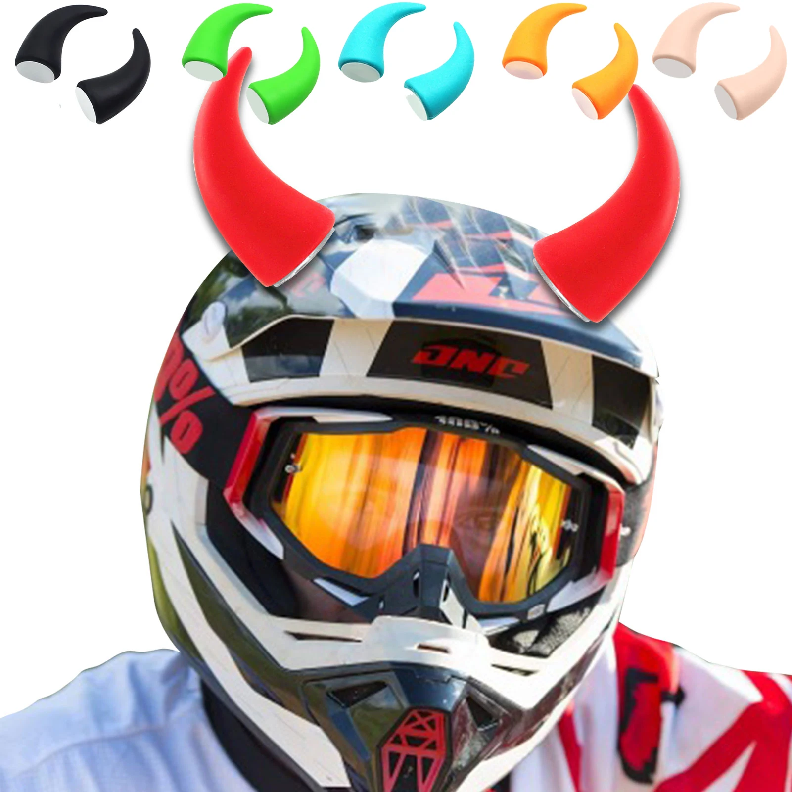 2 Pcs Colorful Motorcycle Helmet Devil Horns Cat Ears Decor Universal Motorbike Bicycle Car Styling Decoration Helmet Stickers