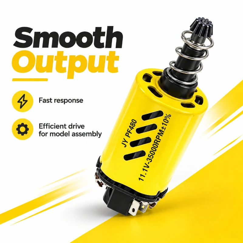 Yellow 480 Electric Motor High Rotation DC Motor Long Shaft Hobby Model Gearbox Replacement Accessory 35000RPM 11.1V