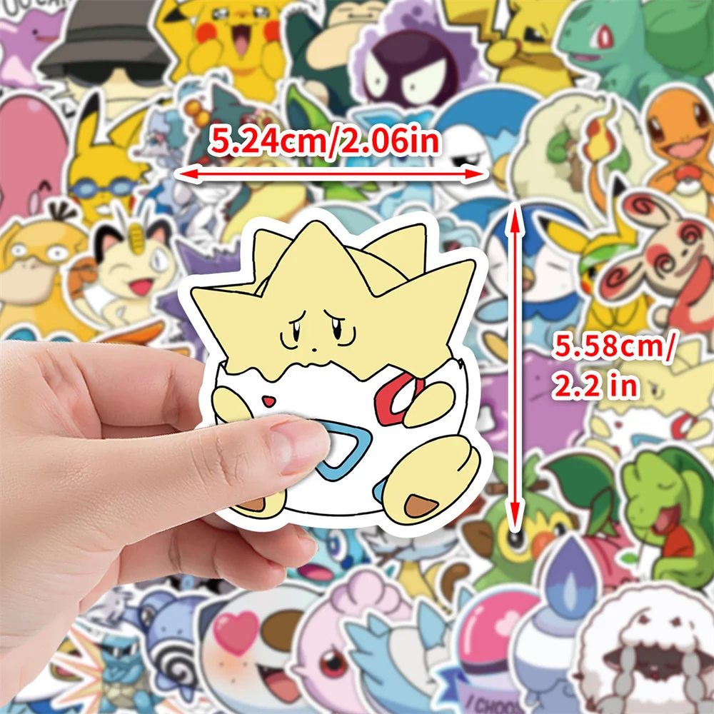 50 Uds dibujos animados Pokemon diferentes personajes juguetes pegatinas decoración ordenador teléfono libro equipaje nevera no repetir pegatinas