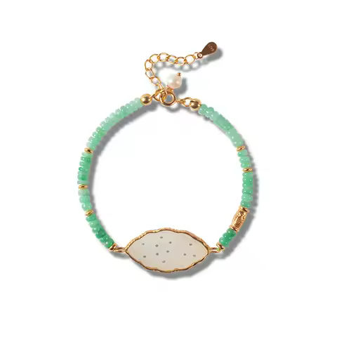Jade Abacus Bead Jewelry For Women S925 Silver Plated Luxury 18K Gold Hetian Baiyu Bracelet For Lady Or Couple