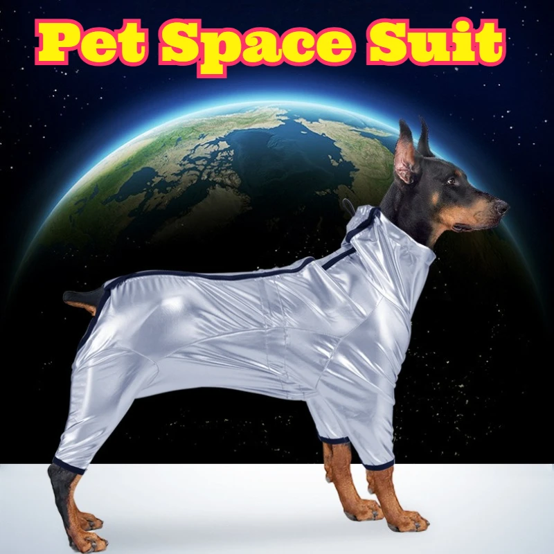 

Waterproof Windproof Dog Jacket Fashion Space Suit Style 4 Legs Full Body Pet Coat Outdoor Warm Apparel Medium Large Dogs Wind