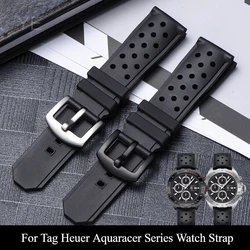 Breathable Skin- Friendly Watch Accessories 22mm for Tag Heuer Aquaracer F1 Series Sports Premium Quality Silicone Watch Strap