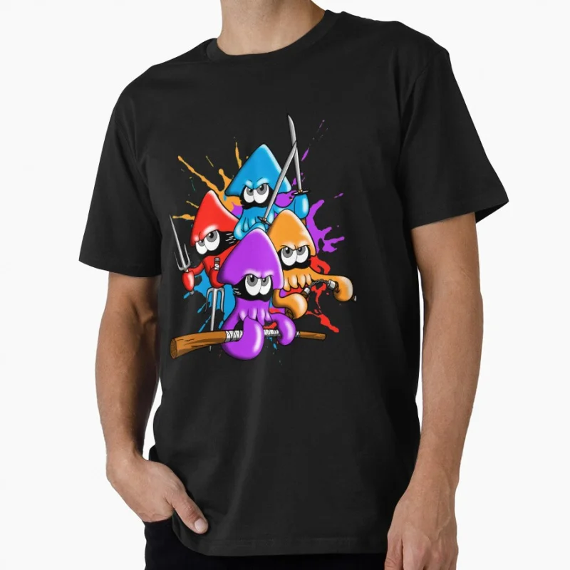 

splatter ninja squids Cute Splatoon Gift T shirt for man Large size Tops Anime Videogame Graphic Print Y2k Clothes Cartoon Tee
