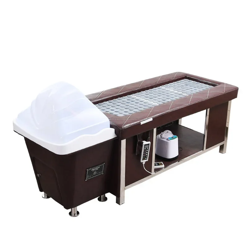 Moxibustion smokeless constant temperature water circulation fumigation head treatment bed Water storage spa massage bed