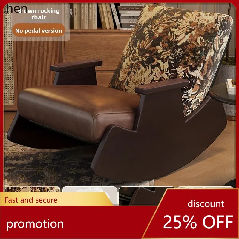 

YFY Solid Wood Vintage Rocking Chair for Home Balcony Mid-Century Style Leisure Chair Living Room Rocking Chair