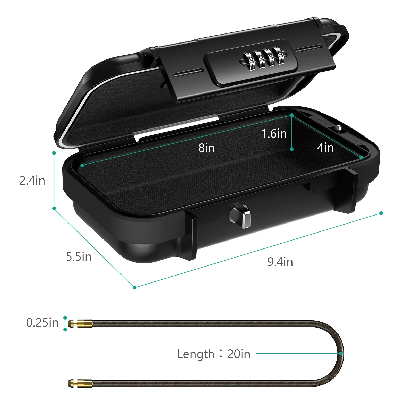 ORIA-Coffre-fort portable à 4 chiffres avec UL, coffre-fort pour camping en plein air, randonnée, sport, gymnase, rangement de sécurité, boîte à clés