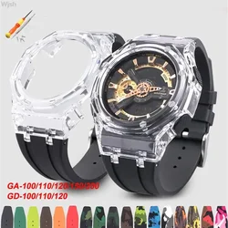 Rubber Strap for Casio G-Shock GA-100/110/120/200 GD-110/120 GAX-100 GLS-100 Men Transparent Case Watch Band Refit Accessories