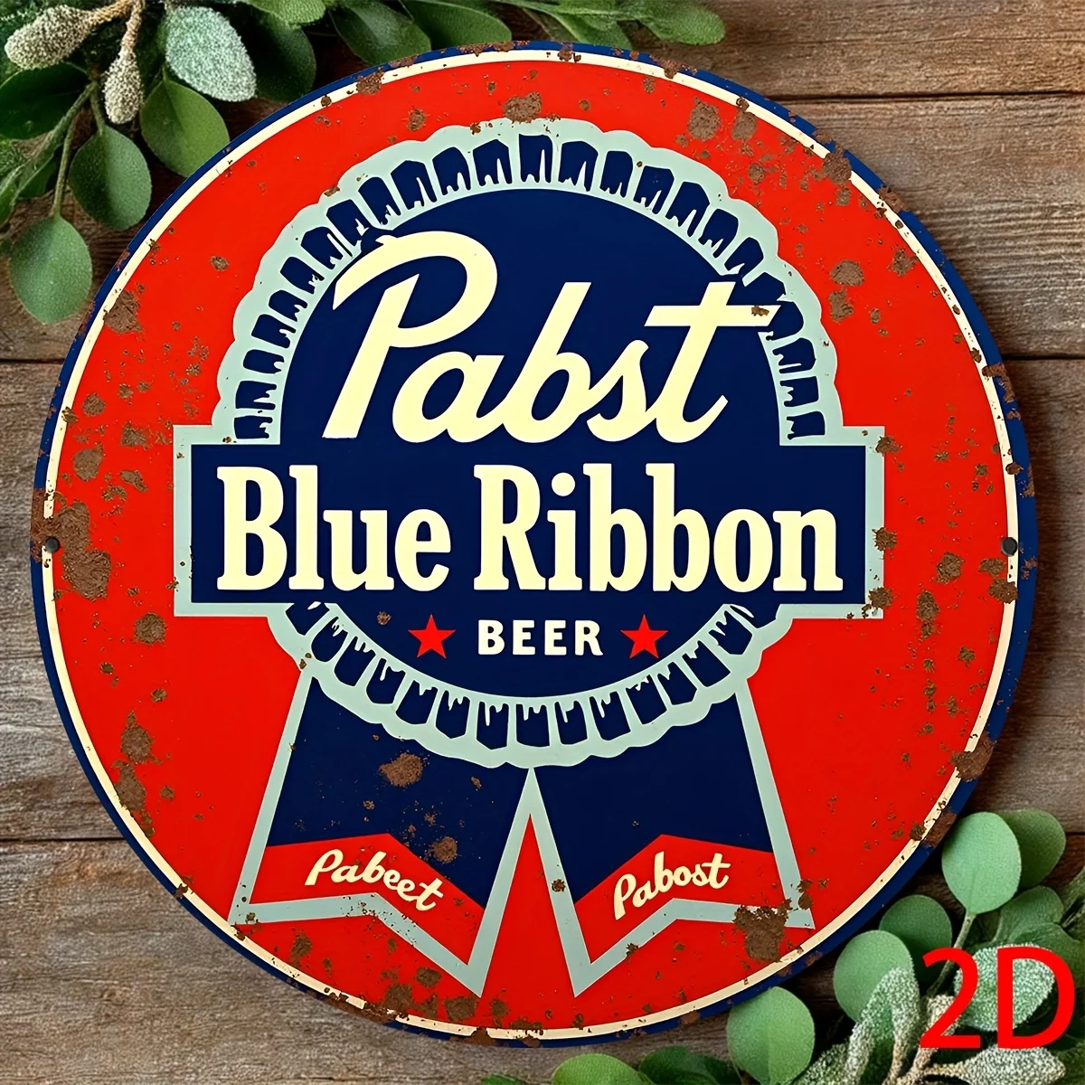 2D, One Piece, Vintage Pabst Beer Round Wooden Sign, Hanging Art, Wall Decoration, Centerpiece for Wreaths, Suitable for Wall De