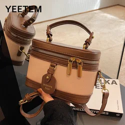 Women Portable Bucket Bag Box Versatile Stylish Crossbody Bag High Quality Black Coffee Beige