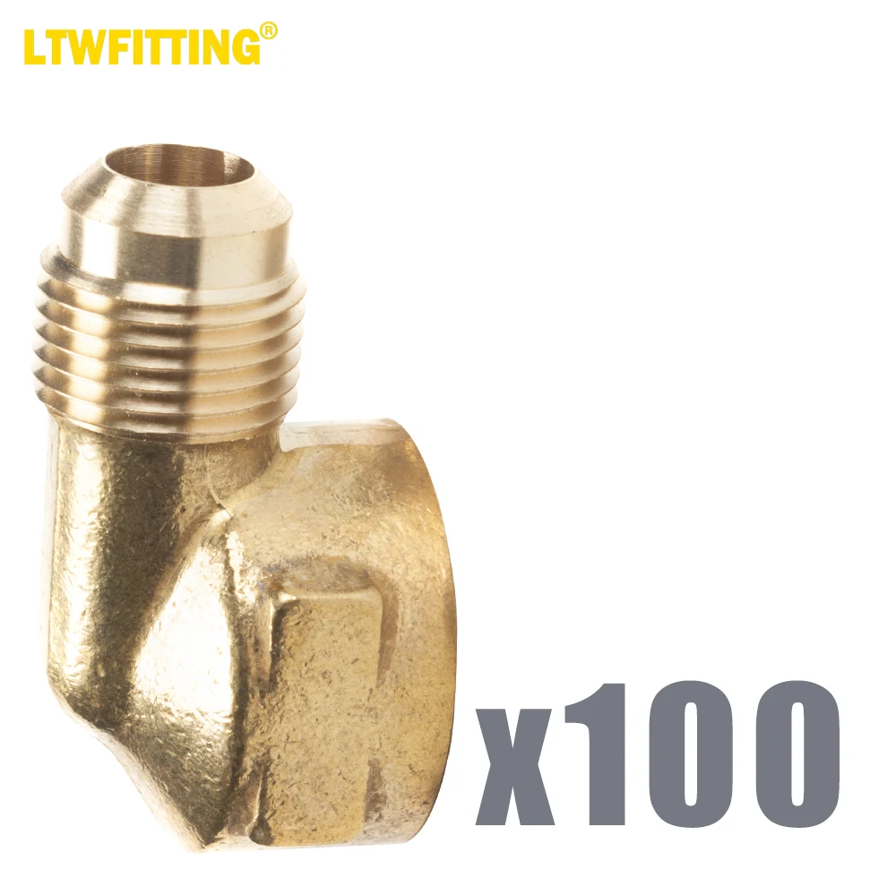 

LTWFITTING Brass 1/2" OD x 3/4" Female NPT 45 Deg Flare 90 Degree Flare Elbow Tube Fitting(Pack of 100)