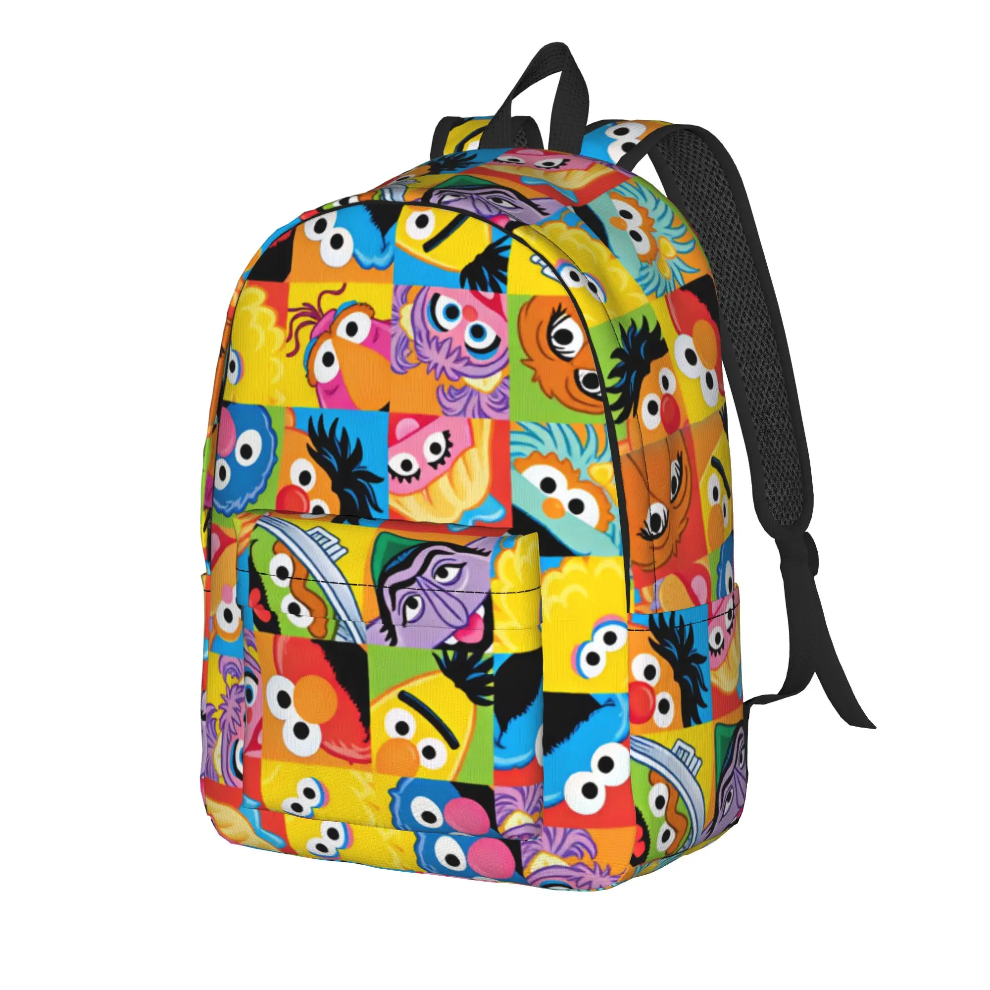 Sesames Streets Backpack for Men Women Teenage Student Hiking Travel Daypack Happy Birthday College Shoulder Bag Outdoor