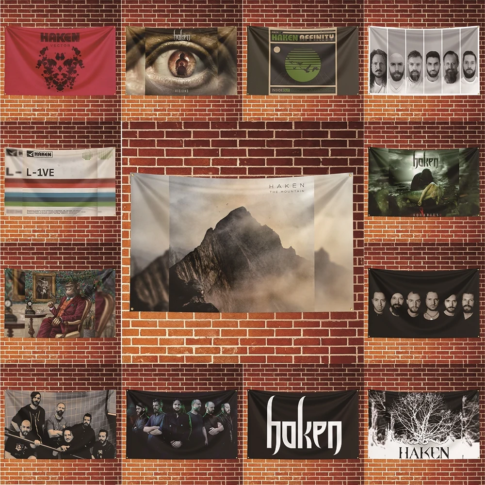 Haken Music Flag Banner For Fan Cave Watch Party Tailgate Gathering Indoor Outdoor Backyard Home Festival Ornament Supply