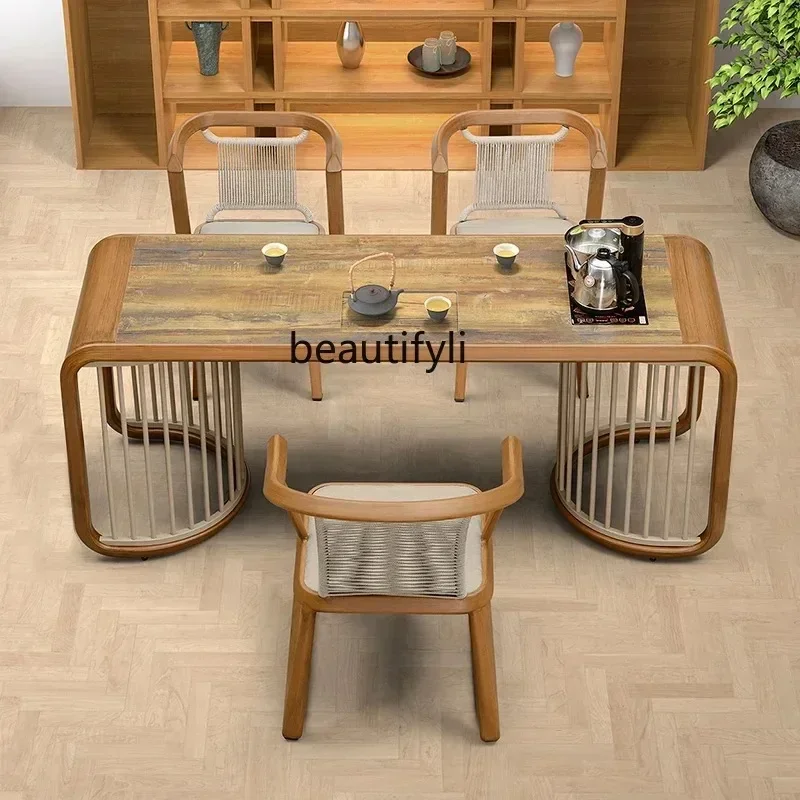 a029  Garden tables and chairs outdoor garden yard outdoor sun room light luxury leisure new Chinese rattan tea table combinatio