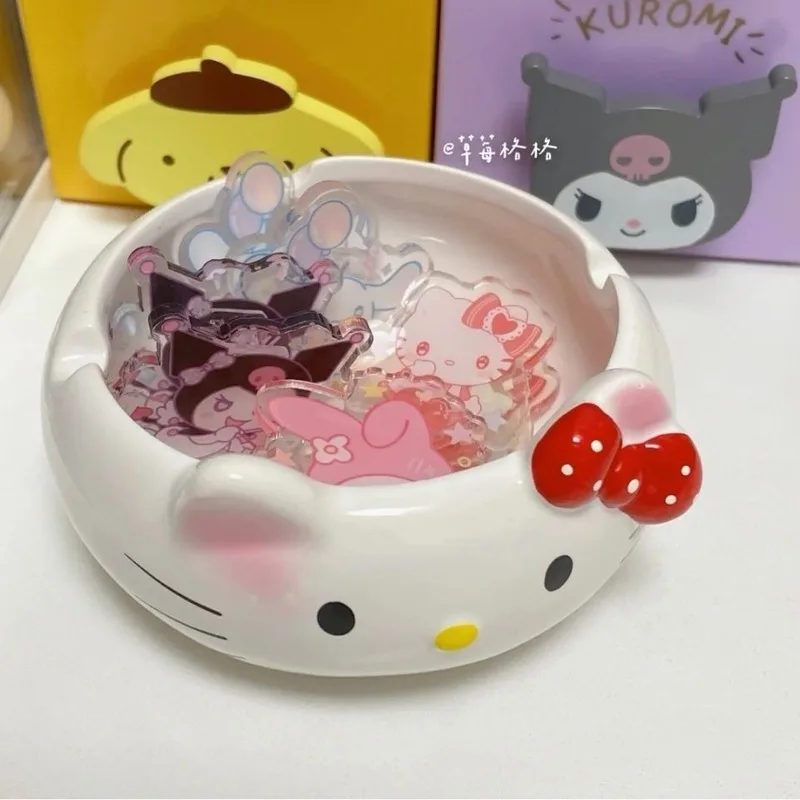 

Hello Kitty Ceramic Ashtray Cute Cartoon Pink High-Value Personalized Gift for Boyfriend Action & Toy Figures Animation Derivati