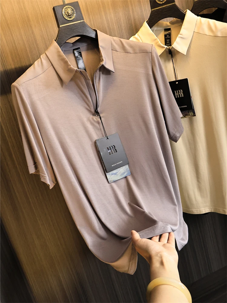 Business Casual Short Sleeve  Shirt Men's Summer Moisture Wicking Outdoor Sports Collared T-Shirt Standard Fit Business G...