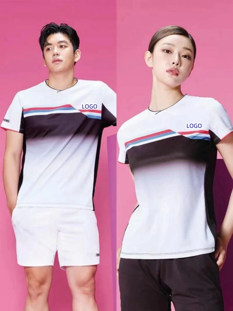 

Custom YY men's and women's badminton T-shirt quick drying breathable light tennis T-shirt table tennis training shirt V-neck sh