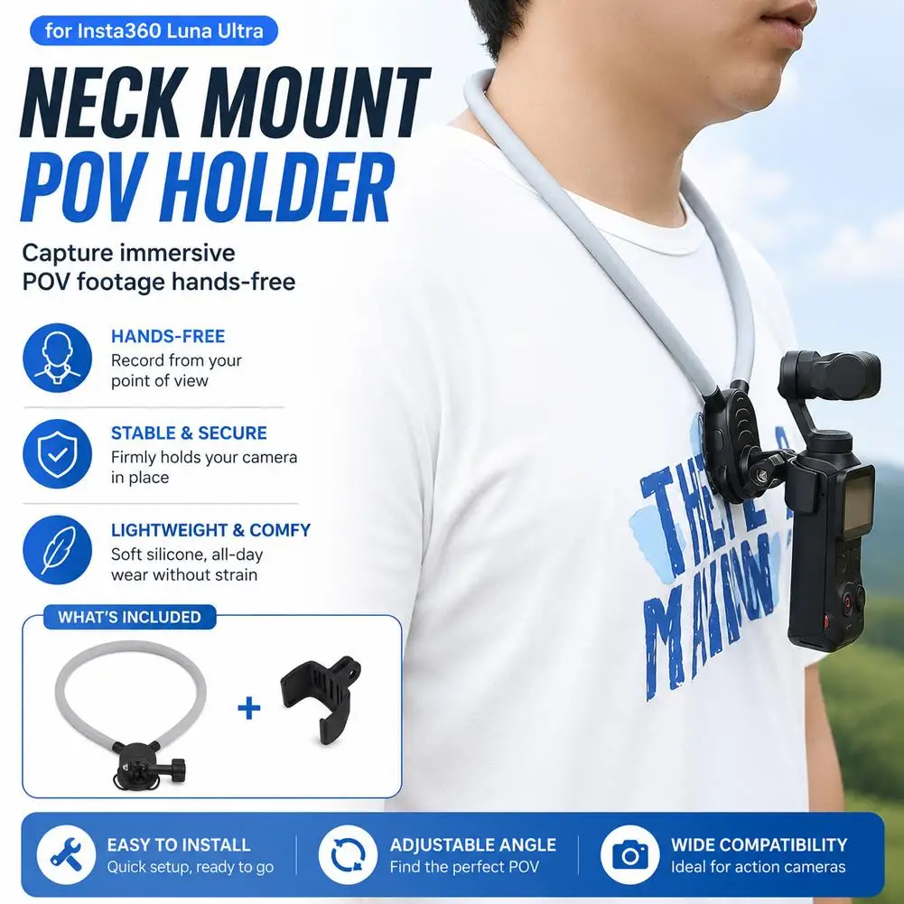 For Insta360 Luna Ultra Neck Stand With First View Shooting, Chest Fixed Selfie Accessory