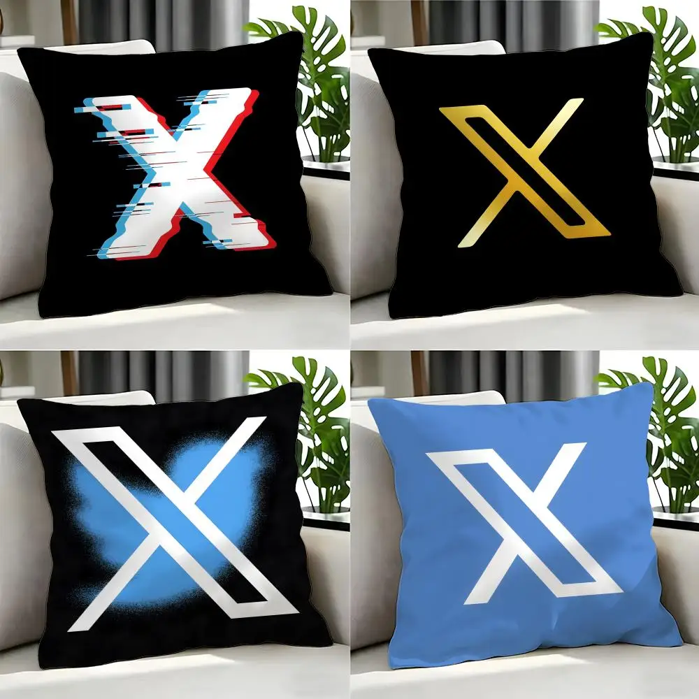social Twitter Cushion Cover Cushion Cover Set 4Pcs 50x50 45x45 40x40 Pillowcase Decorative Sofa Home Decor