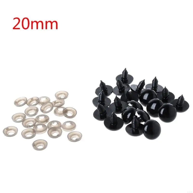 

634f 20pcs 6-20 мм черные пластиковые защитные глаза для плюшевого мишка/куклы/игрушечные животные/валяние