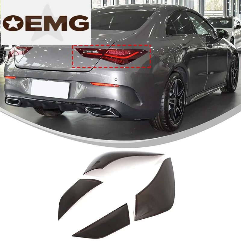 For 2020-2025 Mercedes-Benz CLA Taillight Smoked Black Shell Rear Taillight Black Shell Decorative Shell Transparent Gray 4pcs