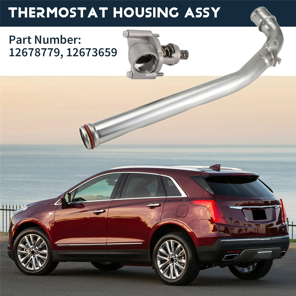 Thermostat Housing Assembly 12678779 12673659 for Cadillac XT5 XT6 GMC Acadia 3.6L 2017-2023