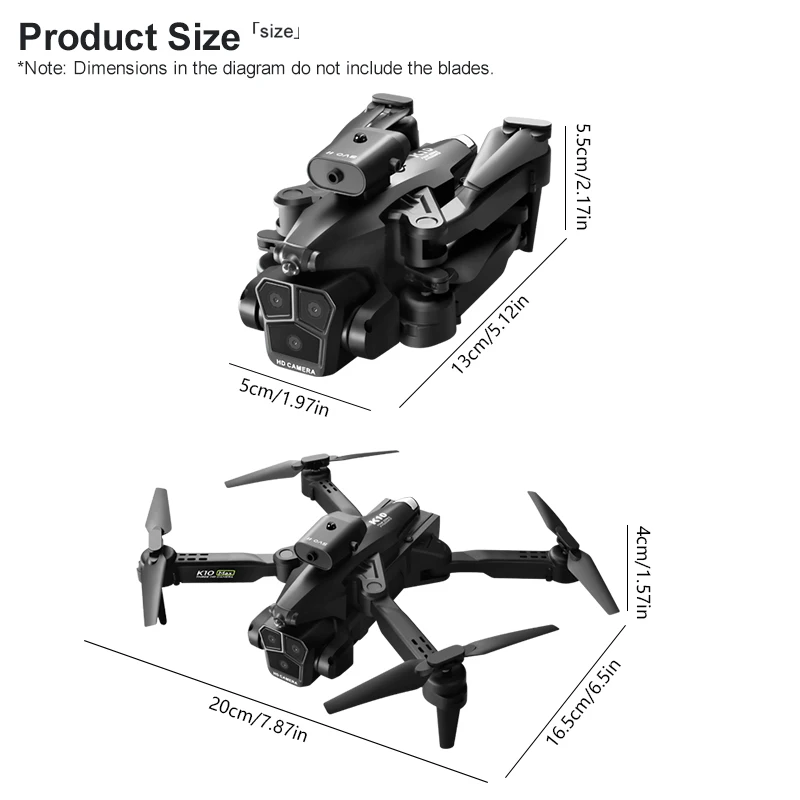 Drone dobrável para desenho de trajetória, portátil Altitude Hold, sinal 2.4G, controle Smartphone, K10MAX