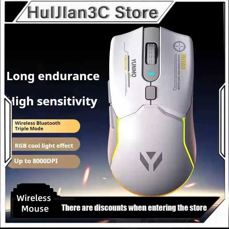 Bluetooth Wireless Mouse Three Mode Paw3104 Sensor Rgb Flowing Light 8000dpi Personalized Office Gaming Mouse Ergonomic Mouse