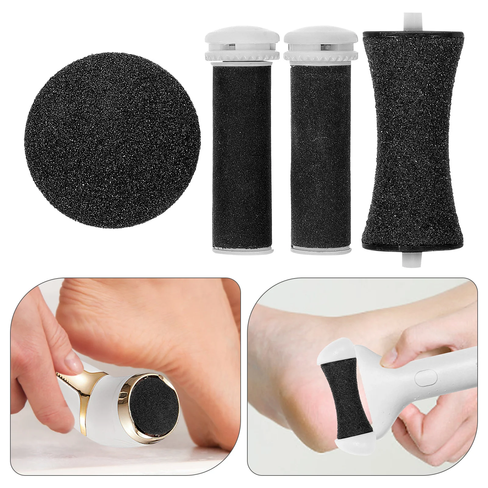 

4Pcs Foot File Roller Head Refill Set Interchangeable Pedicure Tools Smooth Beautiful Feet Accessories Electric Foot File Roller