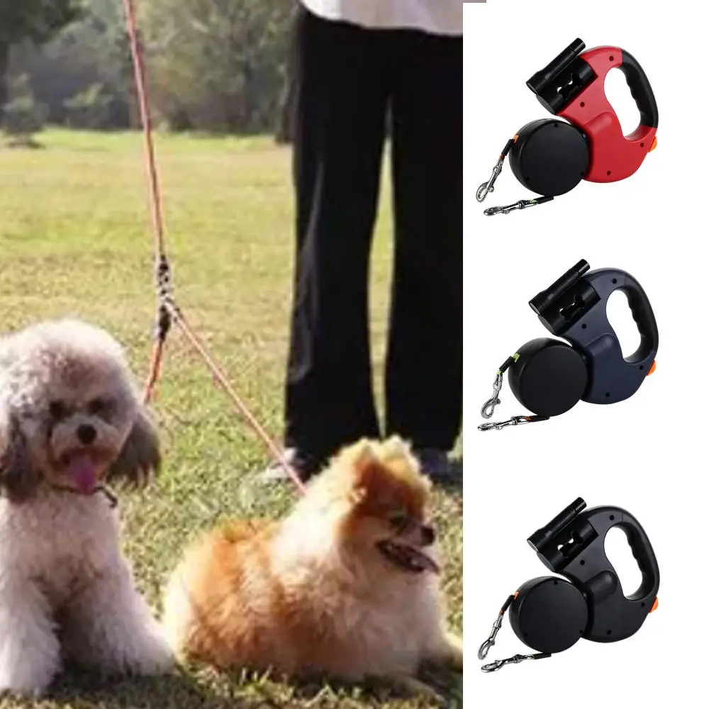 With Lights Double Dog Walking Leash Reflective Adjustable Dual Retractable Rotation Rope Plastic 3m Dogs Auto Retractable Belt