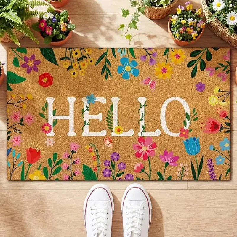 VIKAMA Colorful Flower Doormat Non-Slip Washable Rug For Entrance Front Door Home