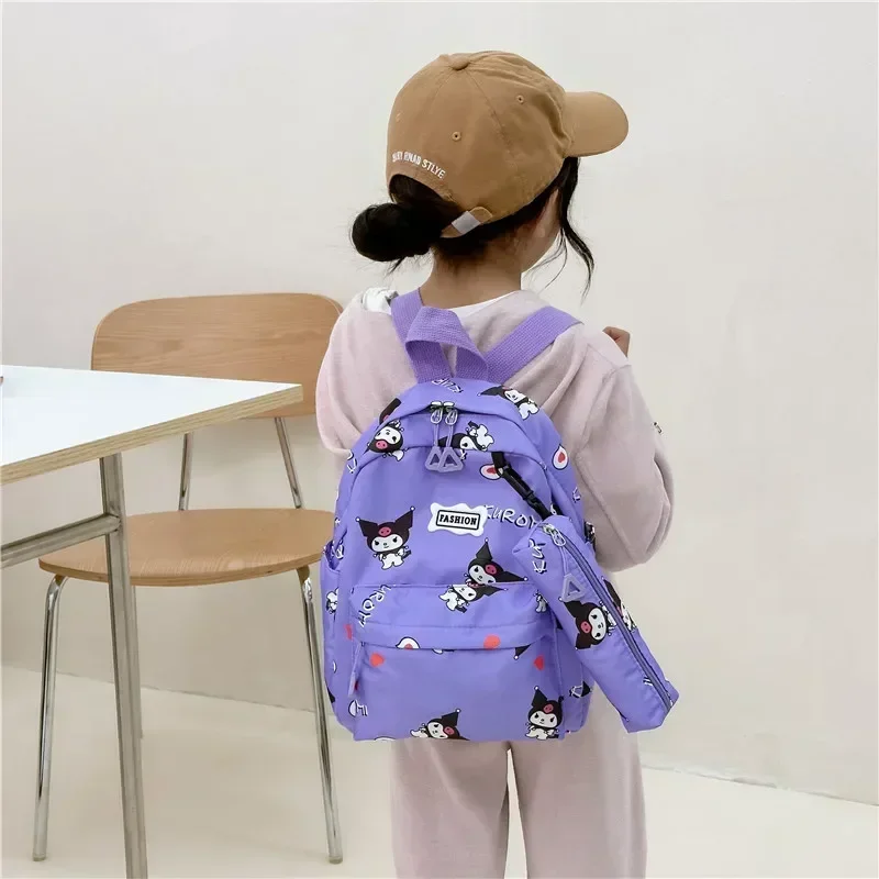 Sanrio Kuromi ransel anak-anak tempat pensil tas sekolah kartun hadiah ulang tahun ransel untuk teman mode Y2k Set tas sekolah