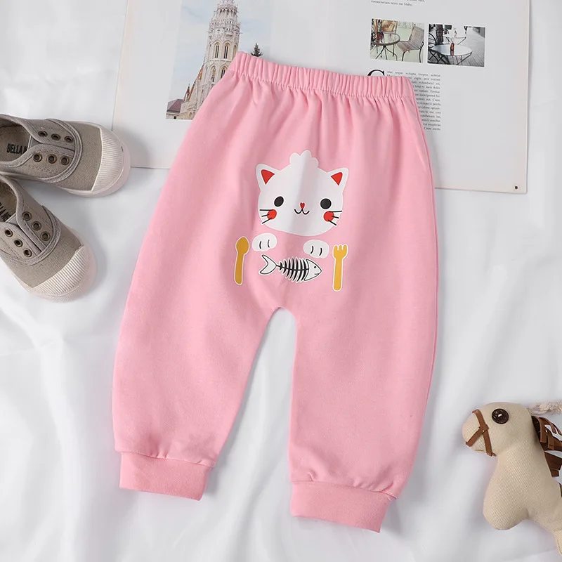 0-4Y Infant Boys Girls Pants Cotton Cartoon Baby Boys Pants Autumn Soft Big PP Baby Boys Loose Trousers