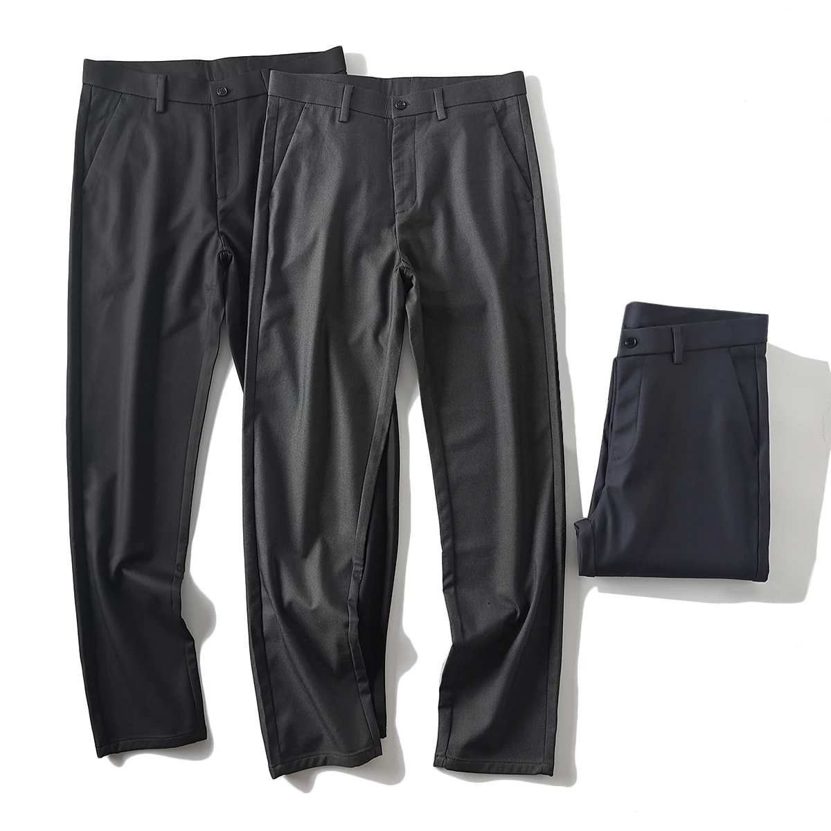 

Wool Blend Casual Pants Thi Busin Casual Men's Faionable Straight Leg Long Trousers for Young Urban Dwellers