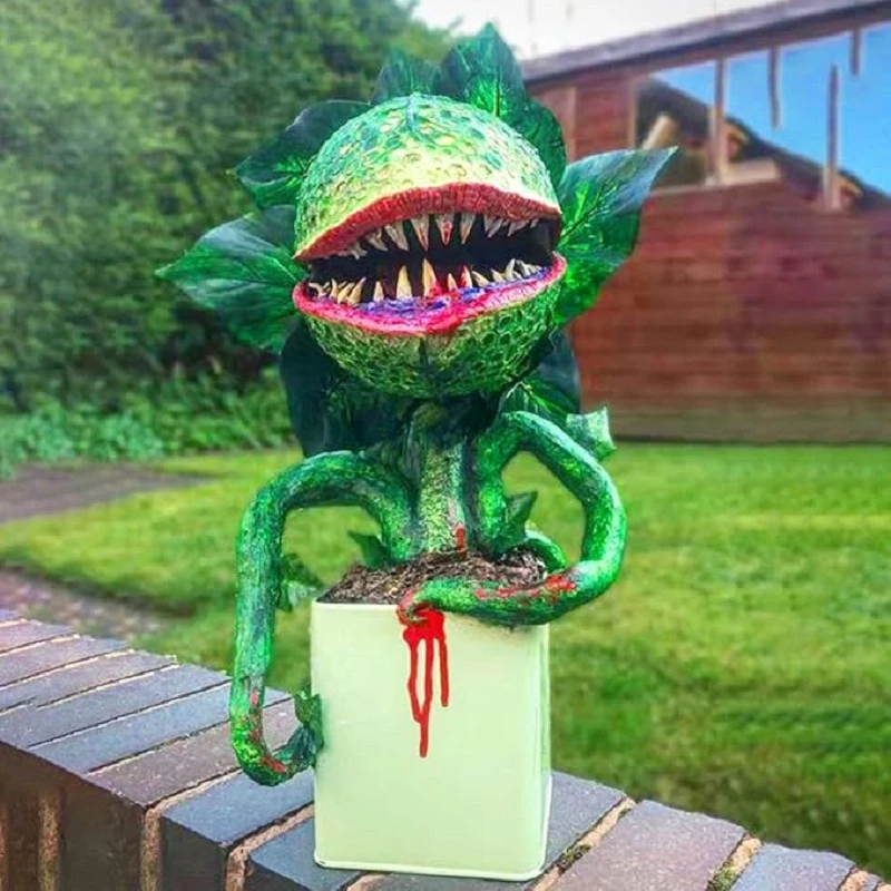 

Horror Piranha Flower Halloween Garden Statue Cannibal Plant Figurines Halloween Cannibal Flower Scary Props Home Decor