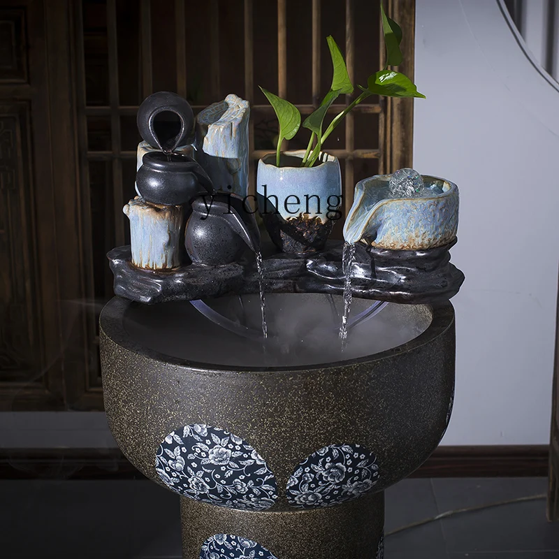 

Lucky Feng Shui Ball Ceramic Flowing Water Fountain Ornament Living Room Office Ornament Floor Gift