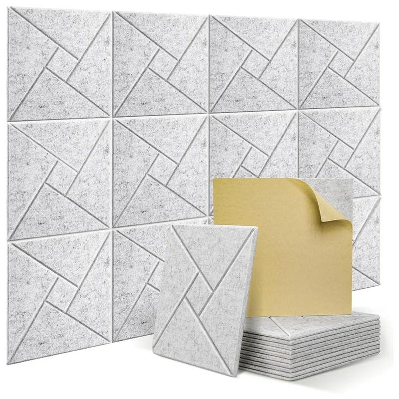 Quality 12Pcs Acoustic Panels With Self-Adhesive, 12X12x0.4In Sound Proof Foam Panels, Sound Absorbing Tile For Walls