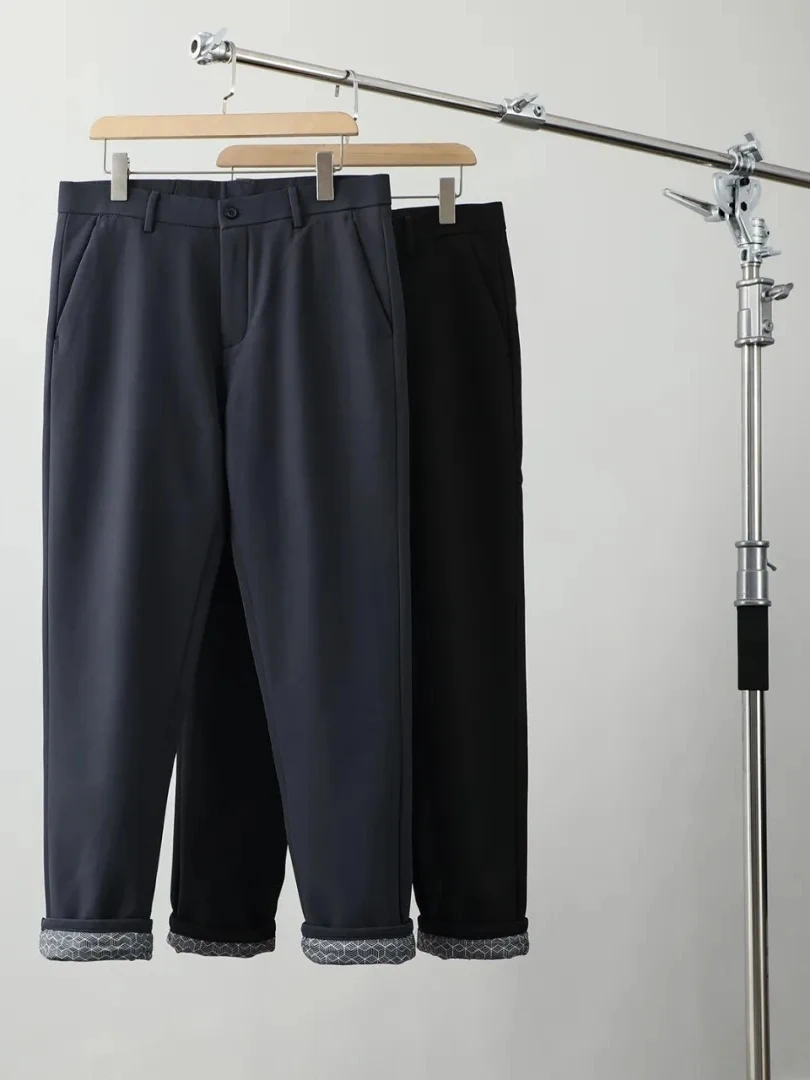 

Мужские зимние повседневные прямые брюки с наполнителем из пуха, ветрозащитные, с наполнителем 90 Fill Power, легкие, теплые, прямого кроя, длинные штаны