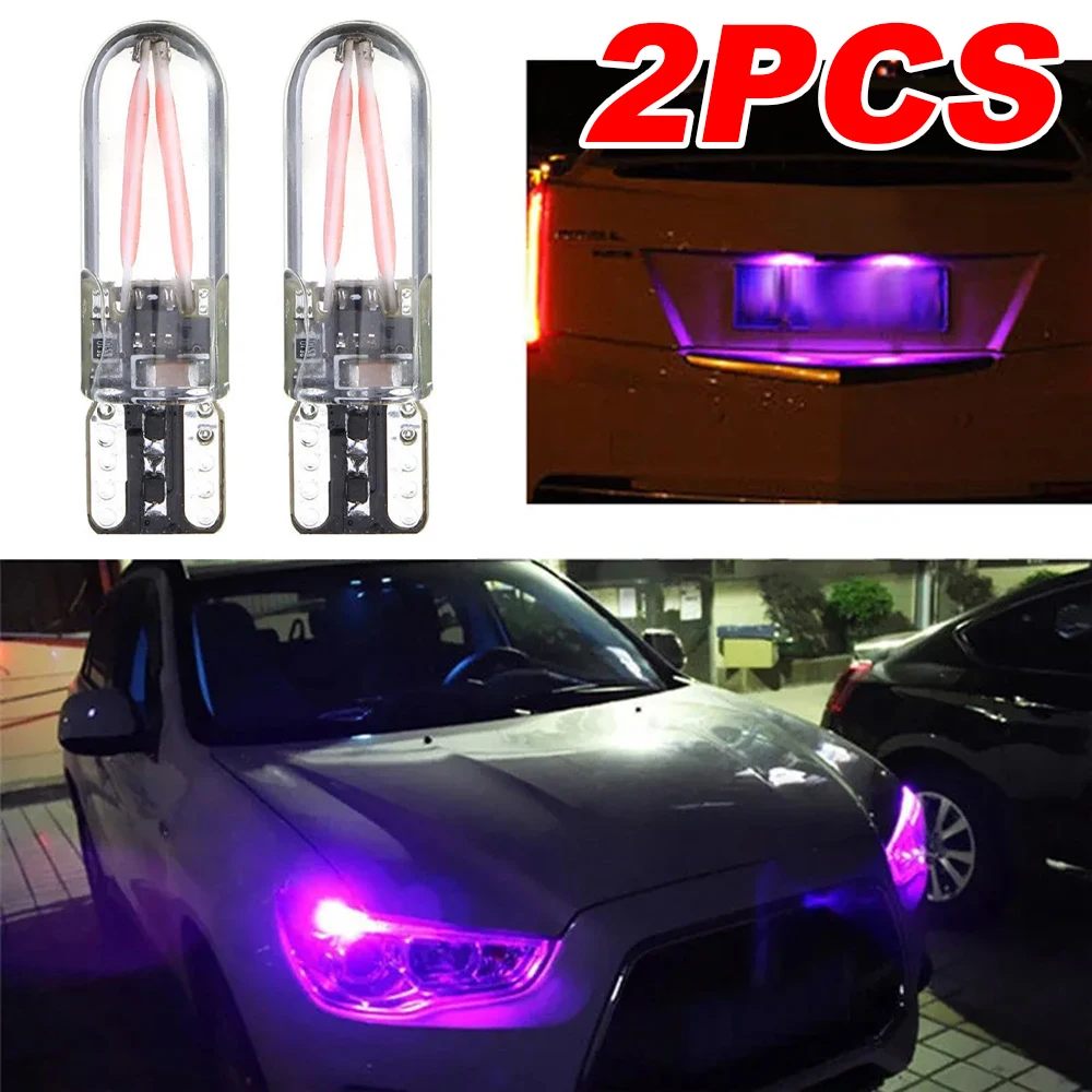 

2PCS T10 Pink Purple 194 168 W5W COB LED CANBUS Silica Bright Glass License Light Headlight Bulb Daytime Running Lamp Universal