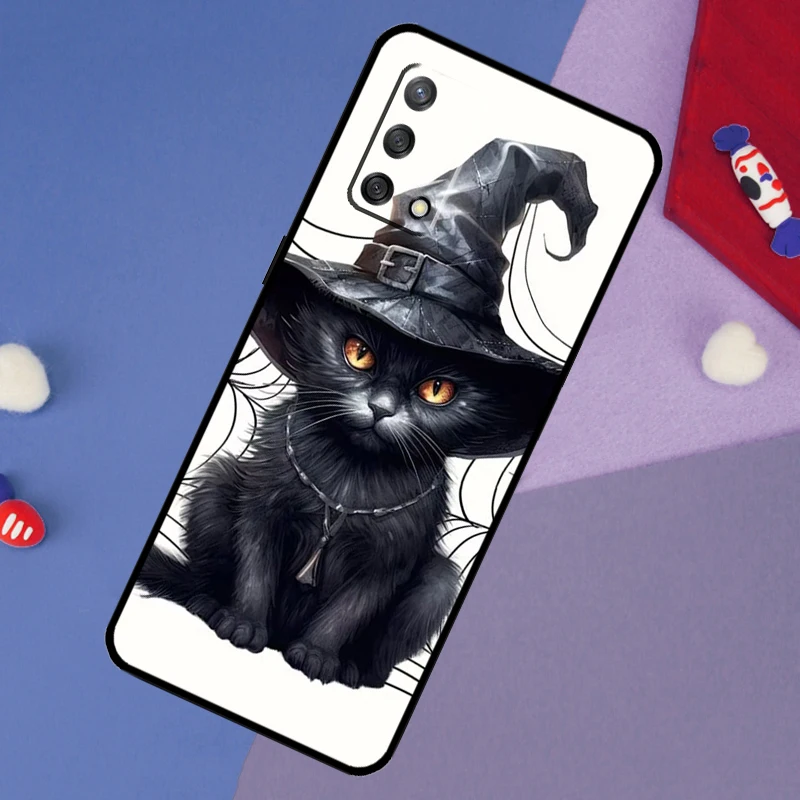 Witch Black Cat Case For OPPO A74 A94 A54 A17 A57 A77 A18 A58 A78 A98 A15 A52 A72 A5 A9 A53S A16 A76 A96