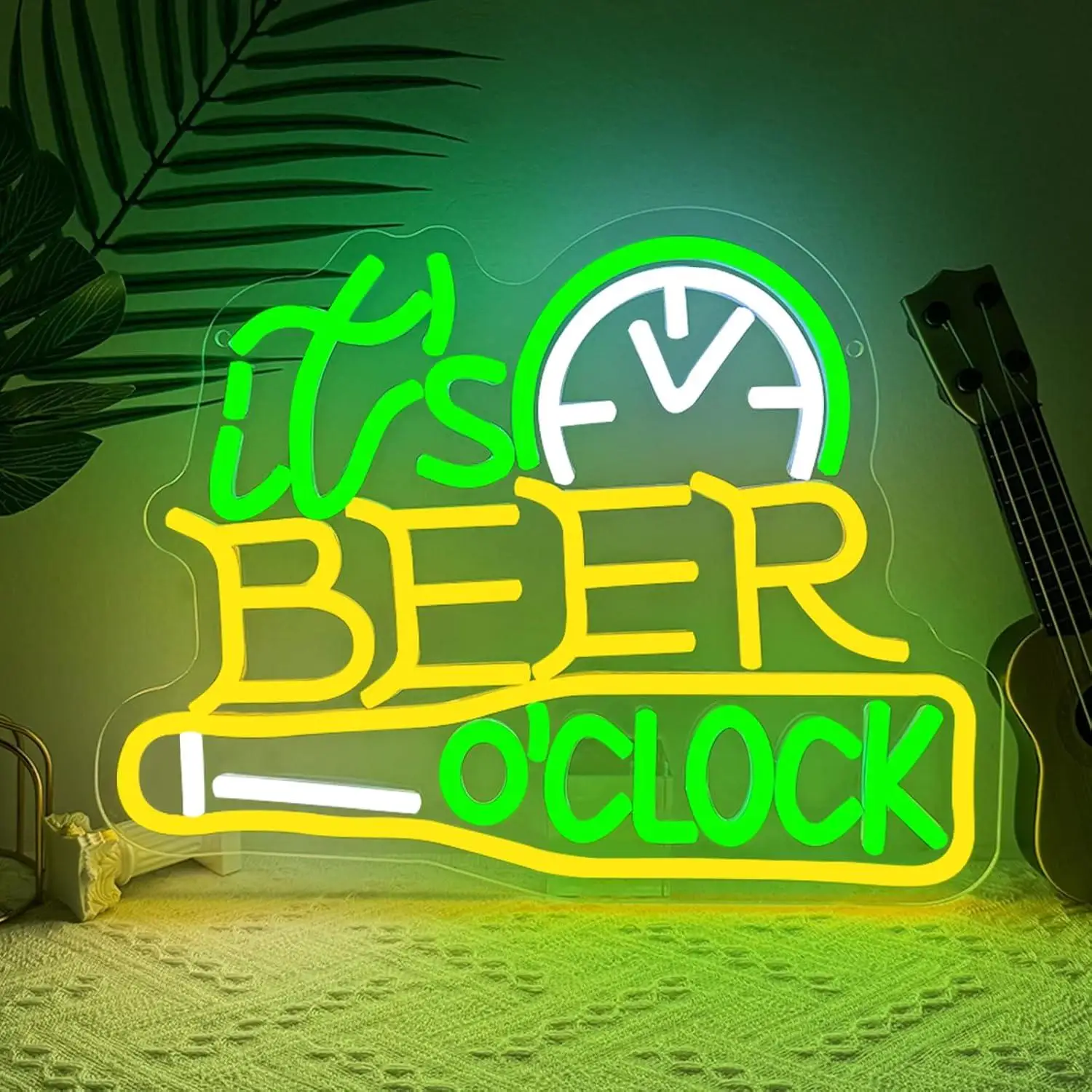 Enseigne néon « Il est l'heure de la bière » pour la décoration murale de bar, enseignes lumineuses LED pour bar à domicile, bar man cave, pub, restaurant, cadeau d'anniversaire