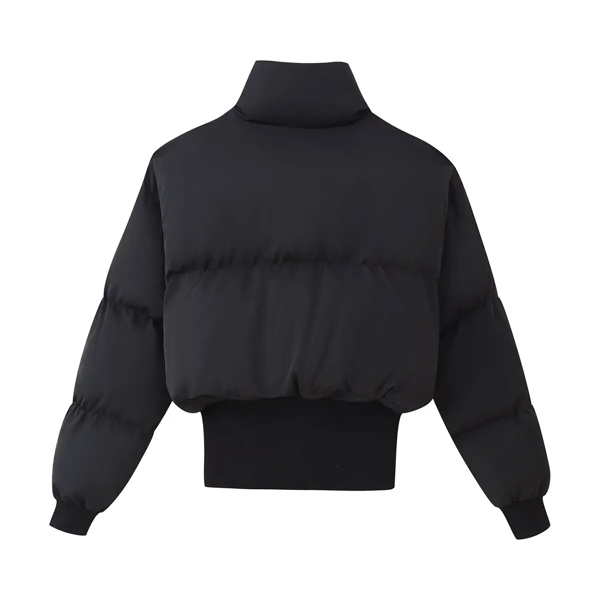 2025 inverno nova chegada jaqueta acolchoada feminina gola remendo-bolso cintura-definamento moda curto comprimento jaqueta quente