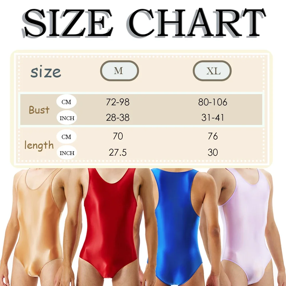 YUFEIDA Mens Exotic Teddies Shinny Glossy Bodysuits Sleeveless U Convex Pouch Bodysuit Leotard Bodystocking Jumpsuits Underwear