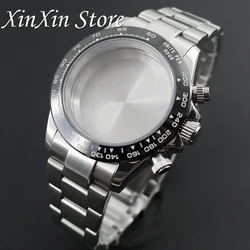 VK63 40mm Top Watch Case Sapphire Crystal Watch Accessories 904L Stainless Steel Waterproof For VK63A Movement With Bracelet