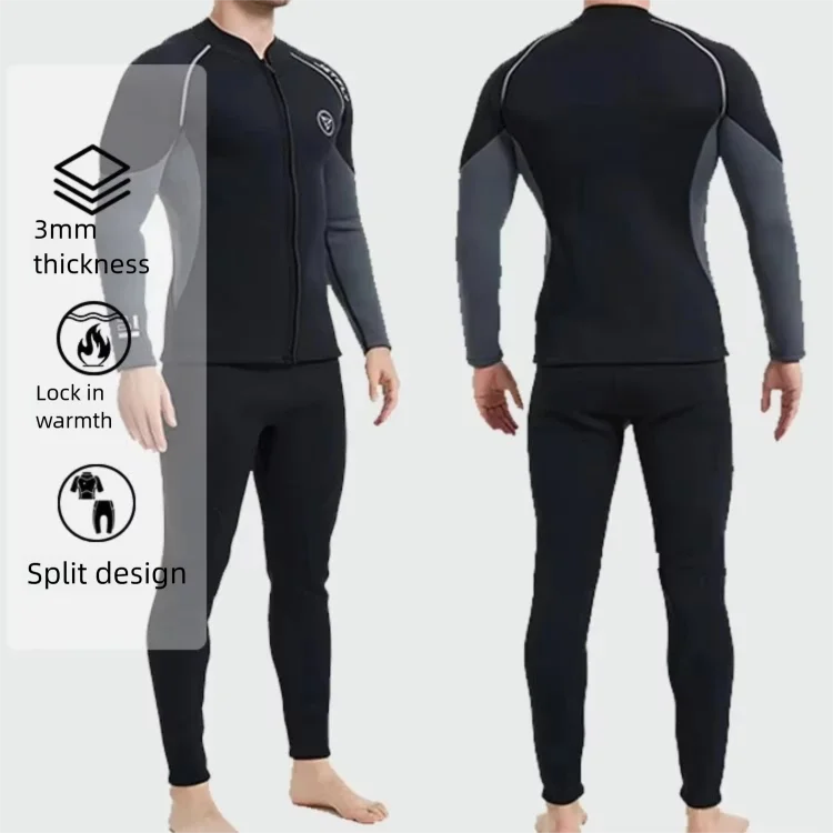 3MM/2MM Men Wetsuit Neoprene Scuba Diving Suit Zipper Jacket Pants Spearfishing Swimwear Kayak Surfing Swimsuit