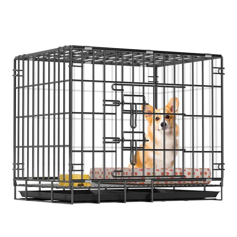

Heavy Duty Folding Bite Proof Pet Cage with Rolling Drawer Tray Anti-Collision Durable No Assembly Cat Dog Cage