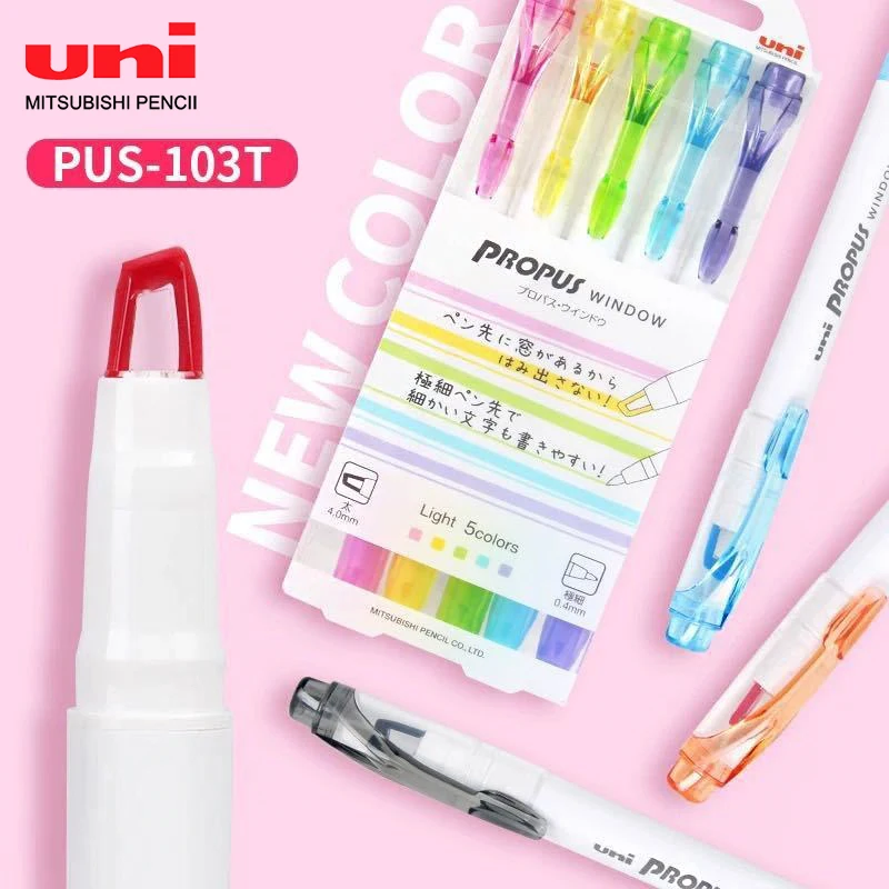 Japan UNI Highlighter PUS-103T Windowable Double Head Highlighter Pen PROPUS Hand Account Take Notes Special Purpose Stationery