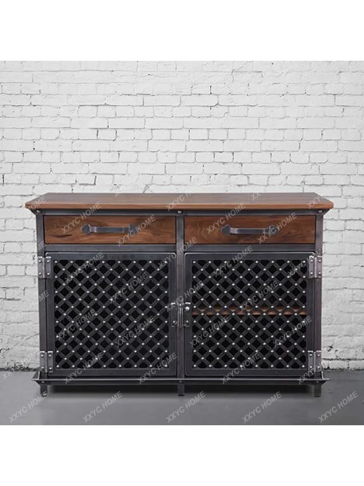 Industrial Retro Iron Art Sideboard Kitchen Equipment Sideboard Solid Wood Storage Cabinet Storage Cabinet Cupboard