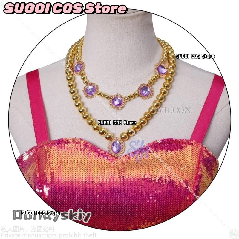 Jirai Kei Girls Lolita Halloween Cos Anime Dream Movie Houseeee Cosplay Fashion Hot Pink Mini Sling Top Sparkling Cake Dress Y2K